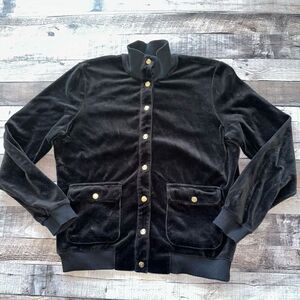 Vintage 90s Ralph Lauren Velour Button Up Bomber Jacket | L